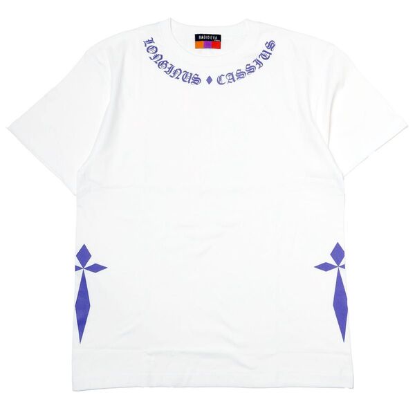 エヴァ LONGINUS・CASSIUS BLACKLETTER (WHITE×PURPLE) Tシャツ XLサイズ