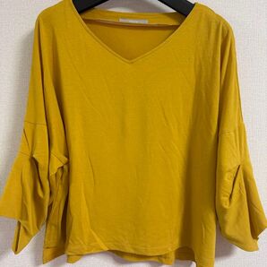 美品☆マスタードイエロー 七分袖カットソー Lサイズ相当
