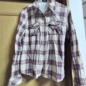 チェックシャツ ブラウン フリーサイズ