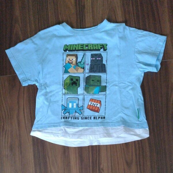 マインクラフト Tシャツ 水色 140