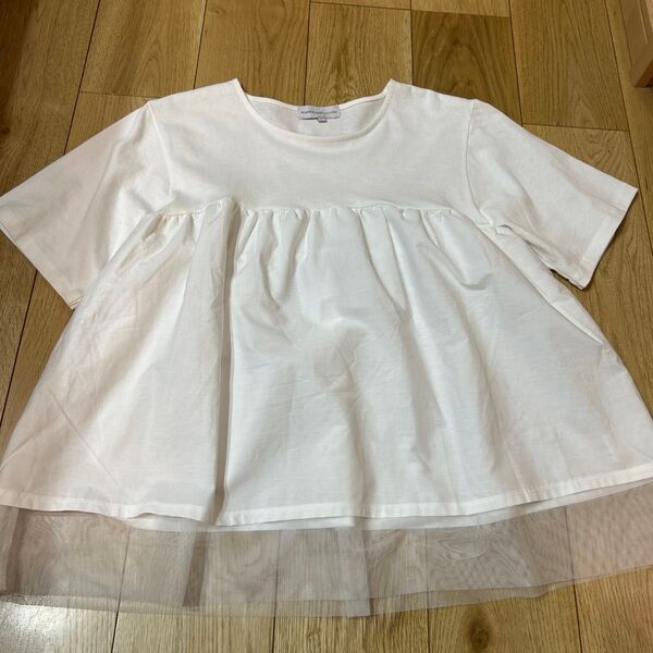 チュールつき白Tシャツ Lサイズ