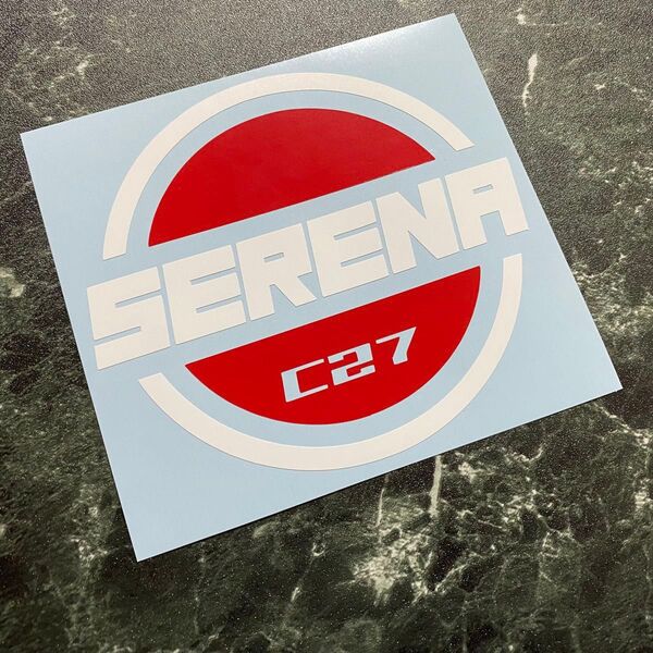 【基本カラー 白&赤】2色SERENA丸カッティングステッカー C27セレナ