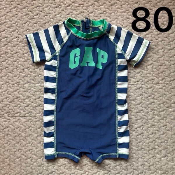 【80cm】GAP ベビー水着 ラッシュガード ボーダー ネイビー スイムウェア キッズ 12-18M