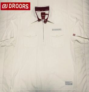 ◆ DROORS／ドロアーズ◆ハーフZIP、コットン半袖オープンシャツ 、USAサイズ、Ｍサイズ(Ｌサイズ程度)