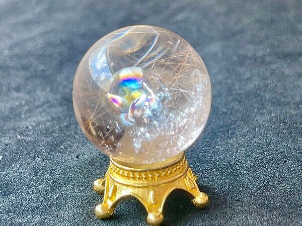 ルチルクォーツ 虹入り スフィア 2.1cm 針水晶 インテリア 風水