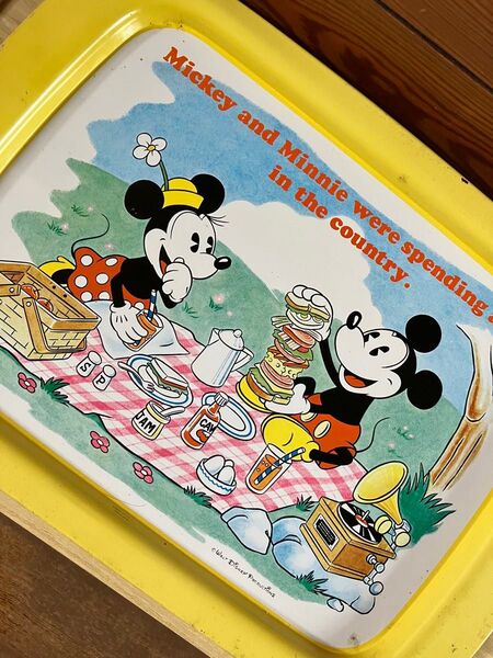 ヴィンテージ ディズニー ミッキーマウス ミニーマウス ブリキ トレイ トレー