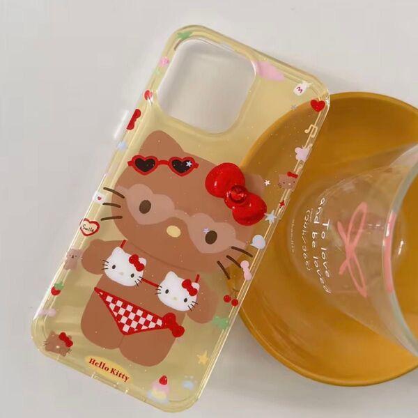 日焼けキティ iPhoneケース キティ ビキニ デコ 平成 iPhone ギャル デコ電 当りくじ キラキラ スマホケース