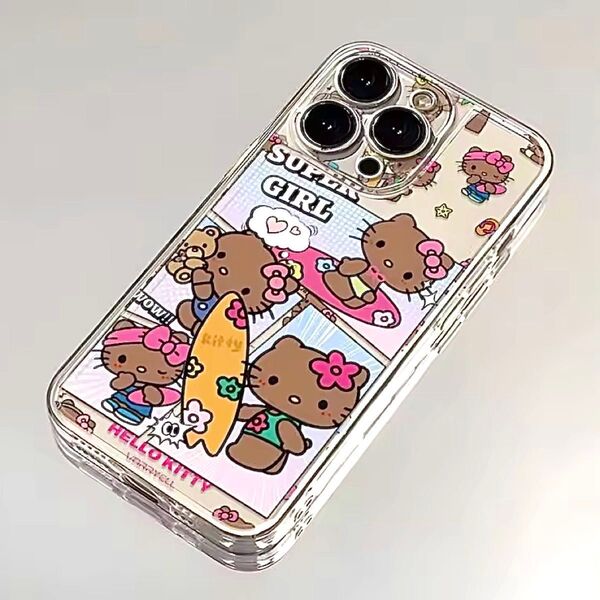 日焼けキティ iPhoneケース 平成 サンリオ キティ ギャルキティ Y2K 漫画風 サンリオ レトロ ハローキティ ケース