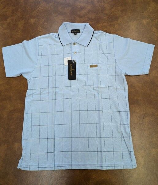 ⑦新品 クラウディオヴァレンティノ メンズ 半袖ポロシャツ 水色