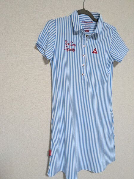 le coq sportif ポロシャツワンピース ストライプ ブルー Lサイズ