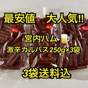 最安値 大人気!宮内ハム 激辛カルパス250g×3袋