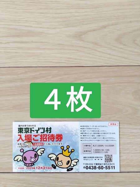 4枚【24時間以内発送】東京ドイツ村 ドイツ村 2025/12/31まで