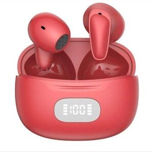 ワイヤレスイヤホン イヤホン Bluetoothイヤホン ブルートゥース EDR+Bluetooth5.3搭載 自動ペアリング 赤