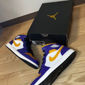 美品 ナイキ エアジョーダン1 レイカーズNIKE