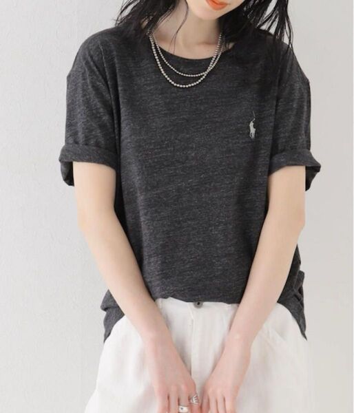 美品 RALPH LAUREN ラルフローレン ポニー Tシャツ コットン S ブラック グレー