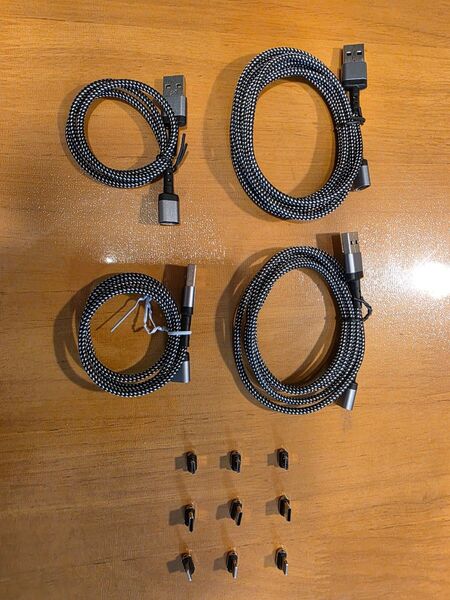 SUNTAIHO マグネット USB充電ケーブル 3A急速充電USB磁気ケーブル【4本セット/9個磁気端子】