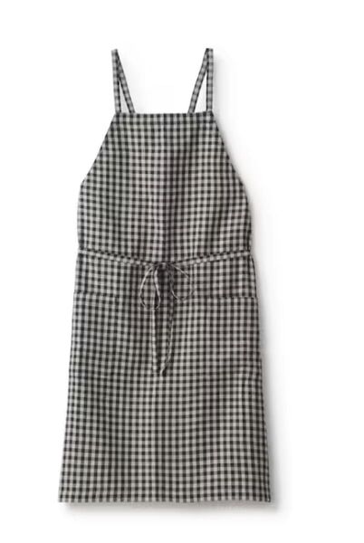 無印良品 麻平織 カフェエプロン フリーサイズ (ギンガムチェック)