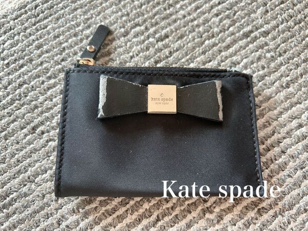ケイトスペードKate spadeリボン小銭入れ 黒ブラック ゴールド 小物入れ コインケース