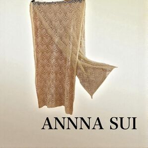 ANNA SUI 総柄ストール ハート ゴールド縦190cm横50cm