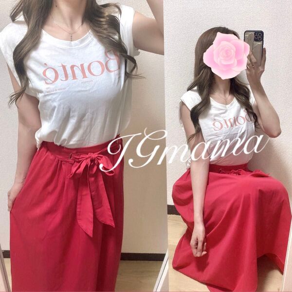 コーデセット アニュアンス coca フィフス ナノユニバース 23区 ユアーズ ピンク ロングスカート Tシャツ ノースリーブ