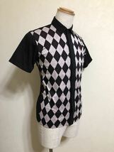 【美品】 FRED PERRY フレッドペリー アーガイル柄 シャツ トップス サイズM 半袖 日本製 ヒットユニオン F1151 黒 白 赤_画像8