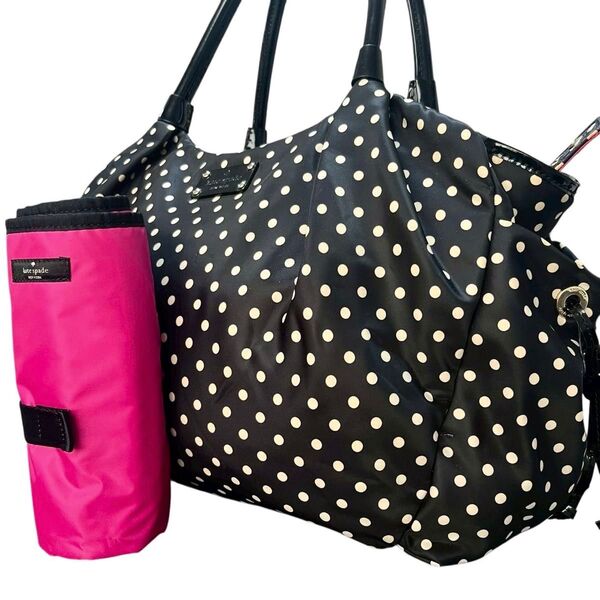 ケイトスペード ニューヨーク kate spade マザーズバッグ トートバッグ ドット柄 ナイロン A4対応 肩掛け シート付き