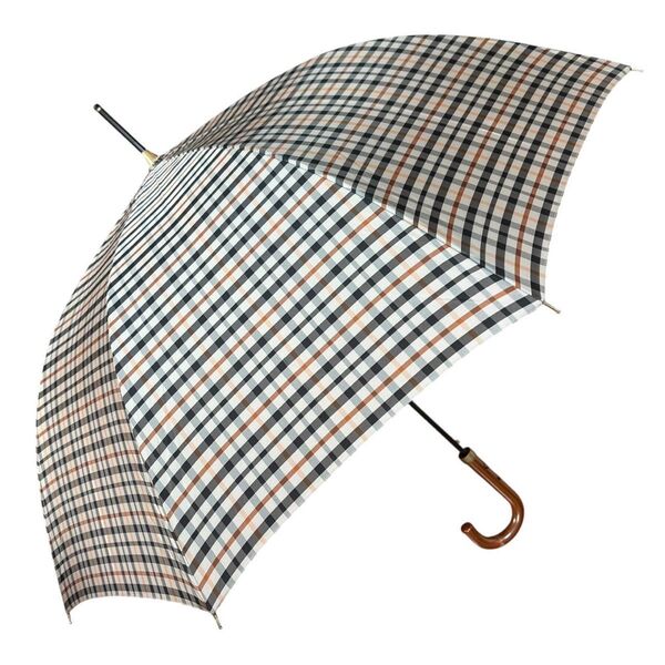 未使用級 DAKSダックス 長傘 チェック柄 カーボン 骨使用 紳士用 晴雨兼用 メンズ 65cm 傘 日傘