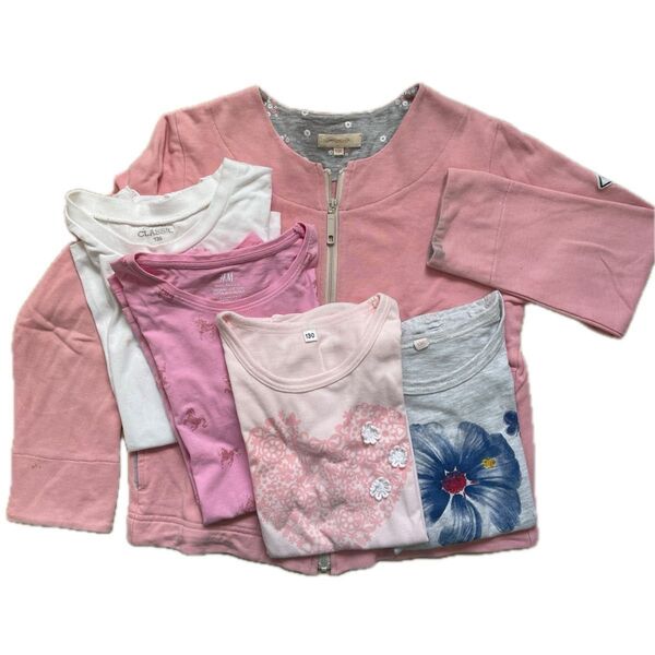 まとめ売り 130 Tシャツ4枚 カーディガン1枚 女の子 半袖 Tシャツ カットソー トップス カーディガン