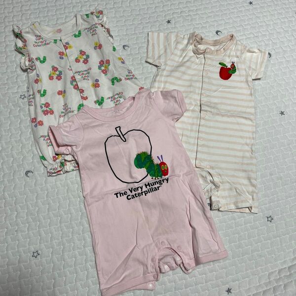 ベビー服 はらぺこあおむし 半袖ロンパース 3枚セット