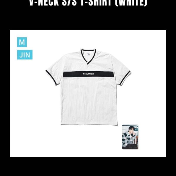 BTS公式【RUN SEOKJIN_EP.TOUR in JAPAN VネックTシャツ ホワイト JINサイズ トレカ付き