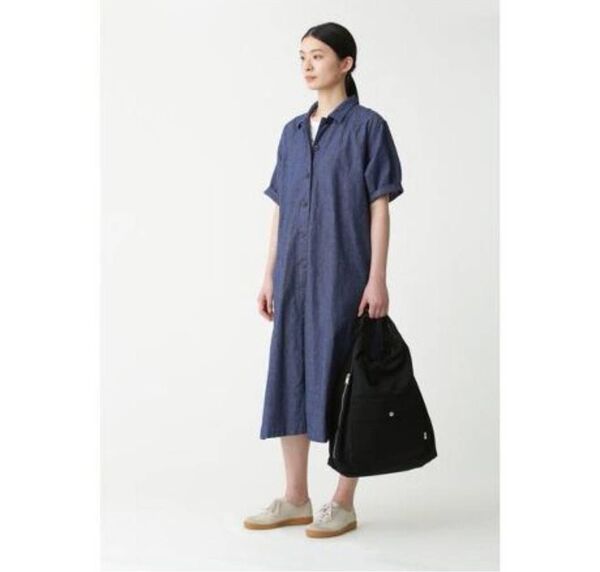 MHL. COTTON HEMP DRILL デニム ワンピース 半袖 マーガレットハウエル シャツワンピース