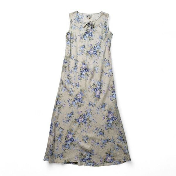 美品 LAURA ASHLEY ローラアシュレイ リネン 花柄 ロング ワンピース 11