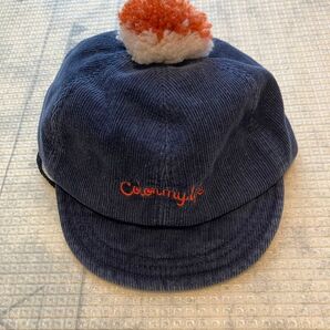 (子供用)コーデュロイボンボン付き帽子