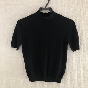 半袖ニット 黒 トップス【サイズ】M