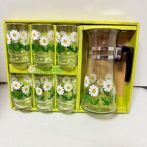 昭和時代 アデリア 野ばな グラス ピッチャー グラス 希少 レア 来客用 昭和レトロ 花柄 アデリア アデリアグラス