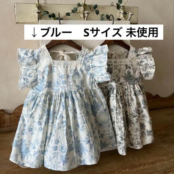 the lala ワンピース チュニック 花柄 ブルー 未使用 ベビー服 夏服
