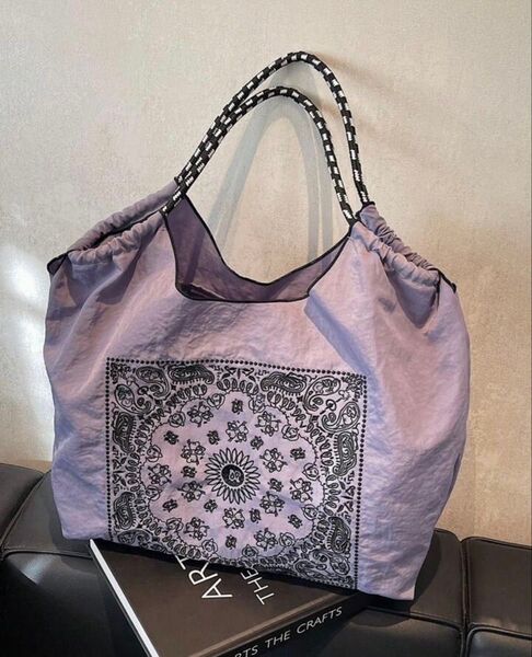 エコバッグ トートバッグ 刺繍 花柄 スヌーピー バンダナ柄 ナイロン 人気 可愛い 大容量