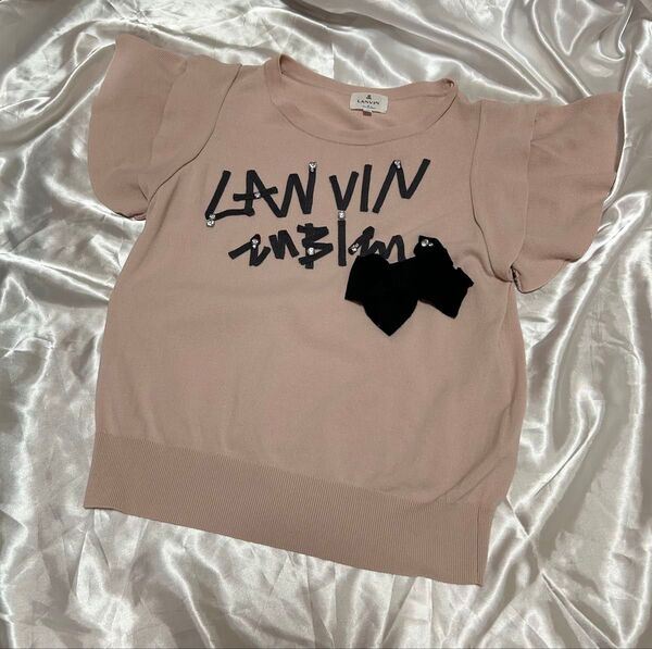 ランバンオンブルー LANVIN en Bleu ニット カットソー 半袖 レディース ピンクベージュ