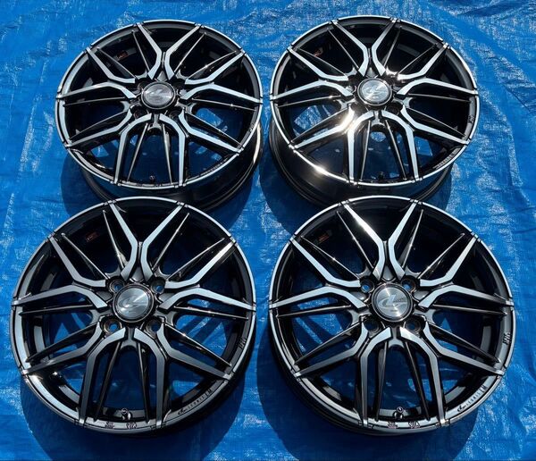 ①美品 weds LEONIS LM 15インチ 4.5j オフセット45 4穴 PCD100 ハブ径65 4本 BMCMCカラー