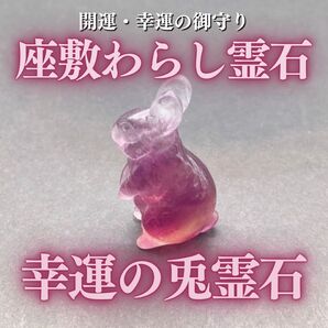 座敷わらしの御霊が宿る兎霊石(フローライト①) 座敷童子 お守り 縁結び 金運 高額当選 億万長者 宝くじ 開運 幸運 魔法 魔術