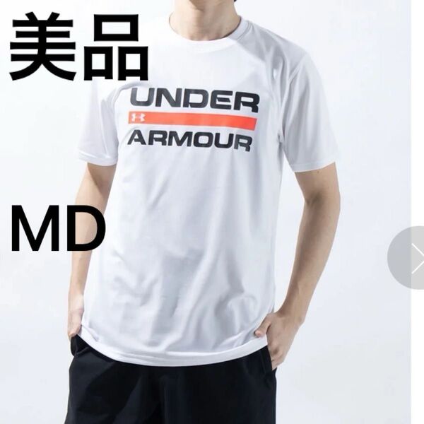 美品 アンダーアーマー UNDER ARMOUR UA White(100) MDサイズ [ランニングウェア シャツ メンズ