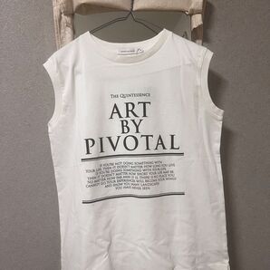MARKET AND SOUL ノースリーブTシャツ ホワイト 英字メッセージ