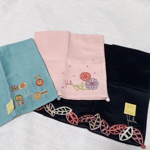 シビラハンカチ 3枚セット 刺繍 花柄