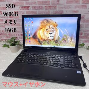 ★タッチパネル美品 上級7世代4コアi7!SSD960GB メモリ16GB★A77B カメラ Office認証済 ノートPC555