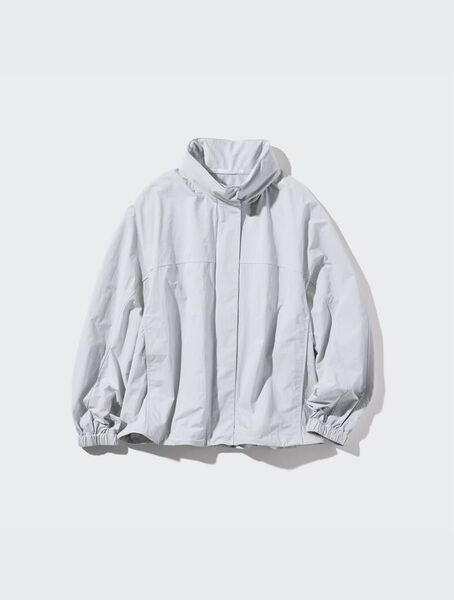 UNIQLO ユニクロ UVカットユーティリティブルゾン フード付きライトグレー S