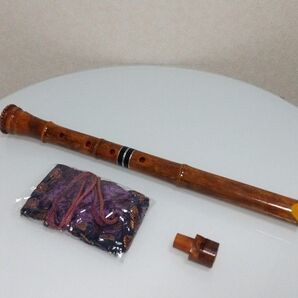 【ほぼ未使用】竹峯 尺八 一尺八寸 2分割 和楽器 収納袋付き マウスピース付き 楽器 管楽器