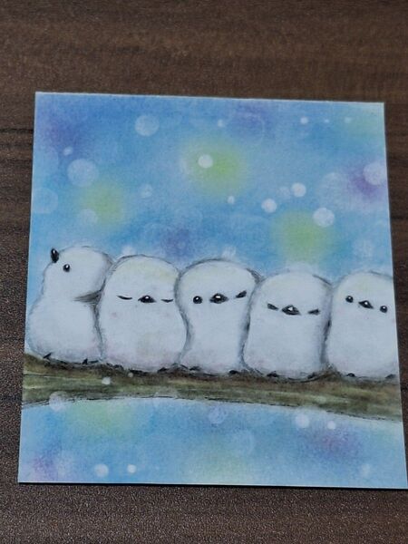 【200円値下げ!】手書きイラスト シマエナガ 水彩 メッセージカード しまえながポストカード