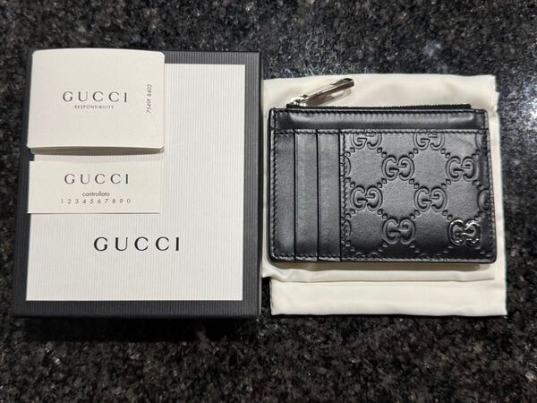 GUCCI グッチ シマレザー ブラック コインケース 財布 カードケース