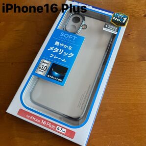 iPhone16 Plus ソフトケース サイドメッキ スマホ カバー メタリックペールブルー