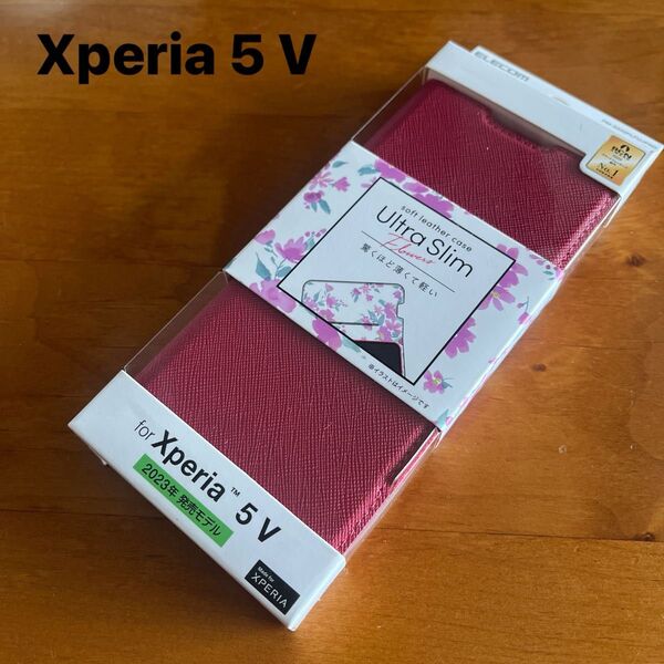 Xperia 5 V ソフトソフトレザーケース 薄型 磁石付 手帳型 SO-53D SOG12 ディープピンク 手帳ケース カバー